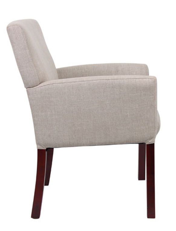 Ecru Linen Fabric Box Arm Guest Chair