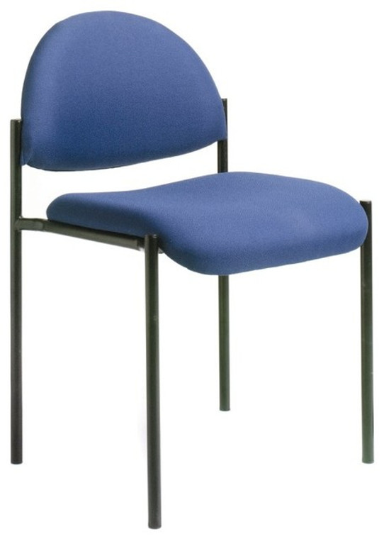 Blue Fabric Armless Stack Guest Chair