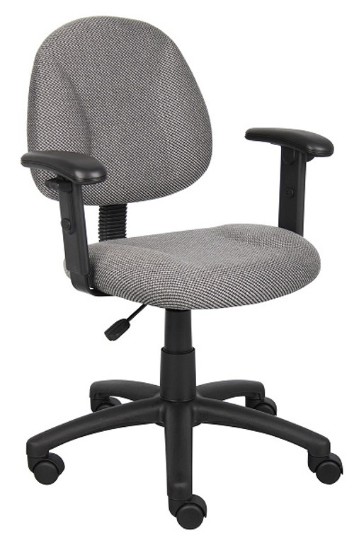 Grey Fabric Deluxe Posture Task Chair with Adjustable Arms