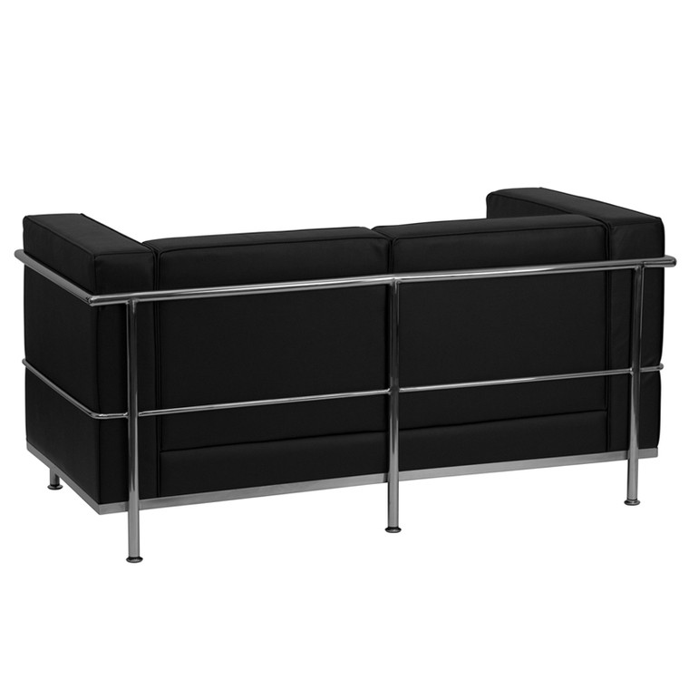 Regal Series Contemporary Black Leather Love Seat