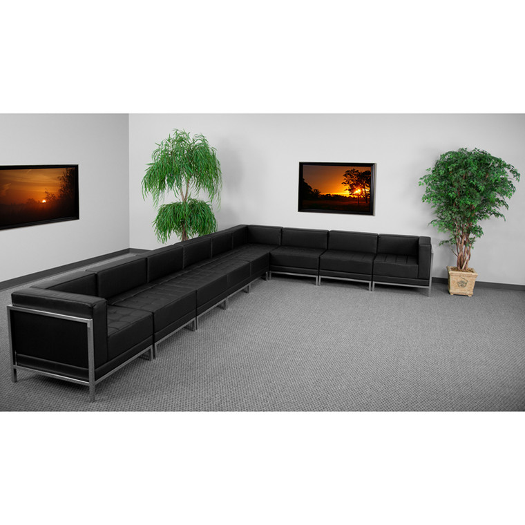 Imagination Series Black Leather Sectional Configuration, 9 Pieces