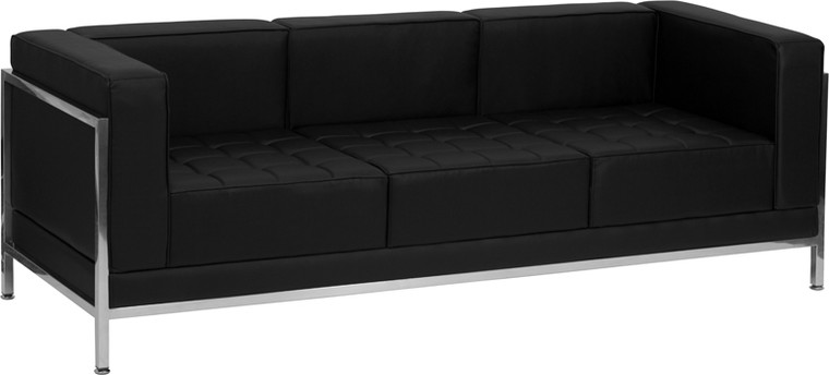 Imagination Series Black Leather Sofa & Lounge Chair Set, 4 Pieces
