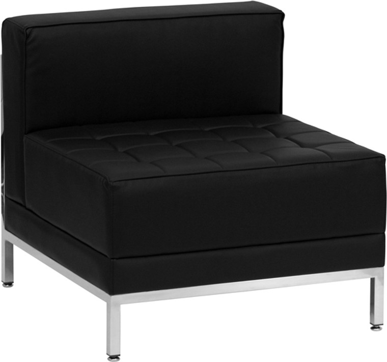 Imagination Series Black Leather U-Shape Sectional Configuration, 10 Pieces