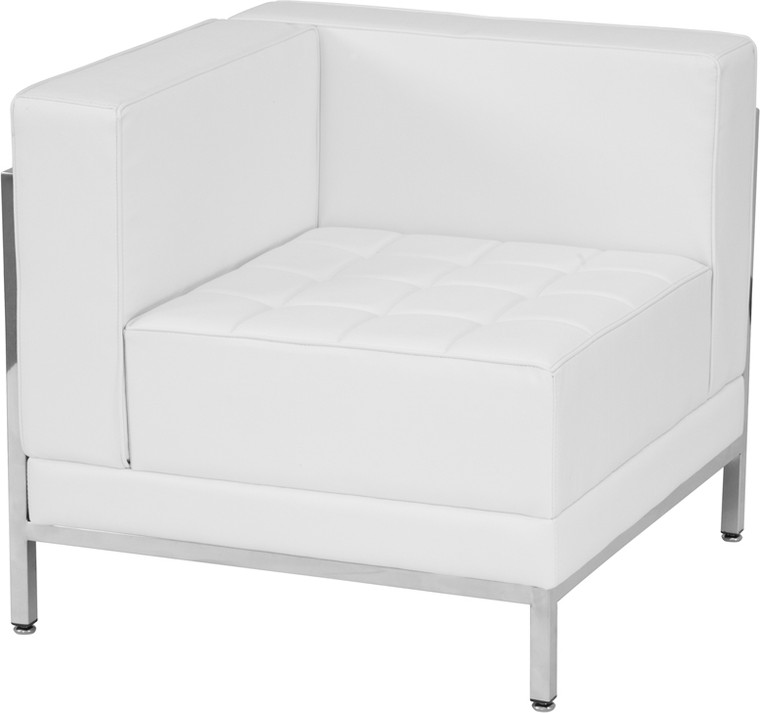 Imagination Series White Leather 2 Piece Corner Chair Set