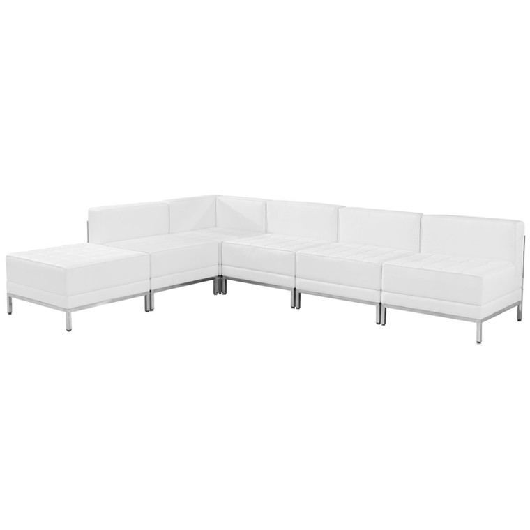 Imagination Series White Leather Sectional Configuration, 6 Pieces