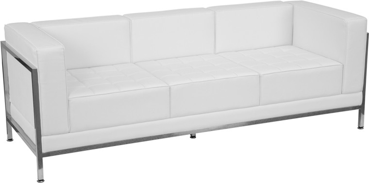 Imagination Series White Leather Sofa & Lounge Chair Set, 5 Pieces