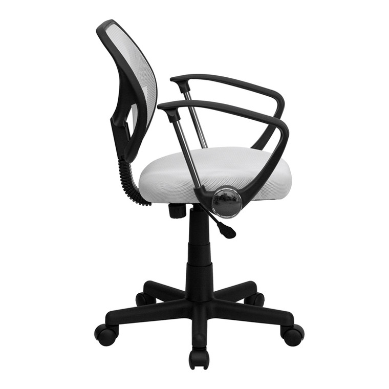 Mid-Back White Mesh Task Chair with Arms
