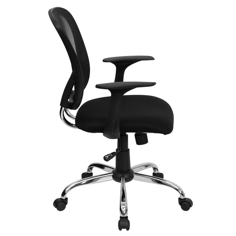 Mid-Back Black Mesh Office Chair with Chrome Base