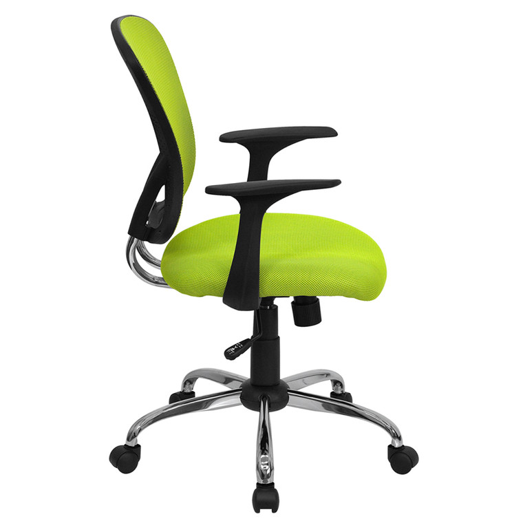 Mid-Back Green Mesh Office Chair with Chrome Finished Base