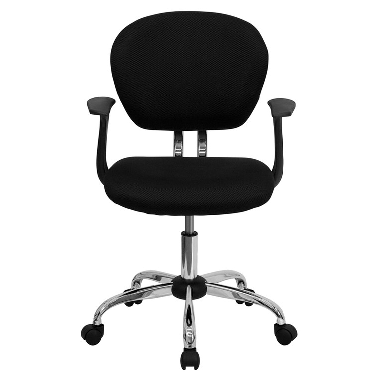 Mid-Back Black Mesh Task Chair with Arms (MF-H-2376-F-BK-ARMS-GG)