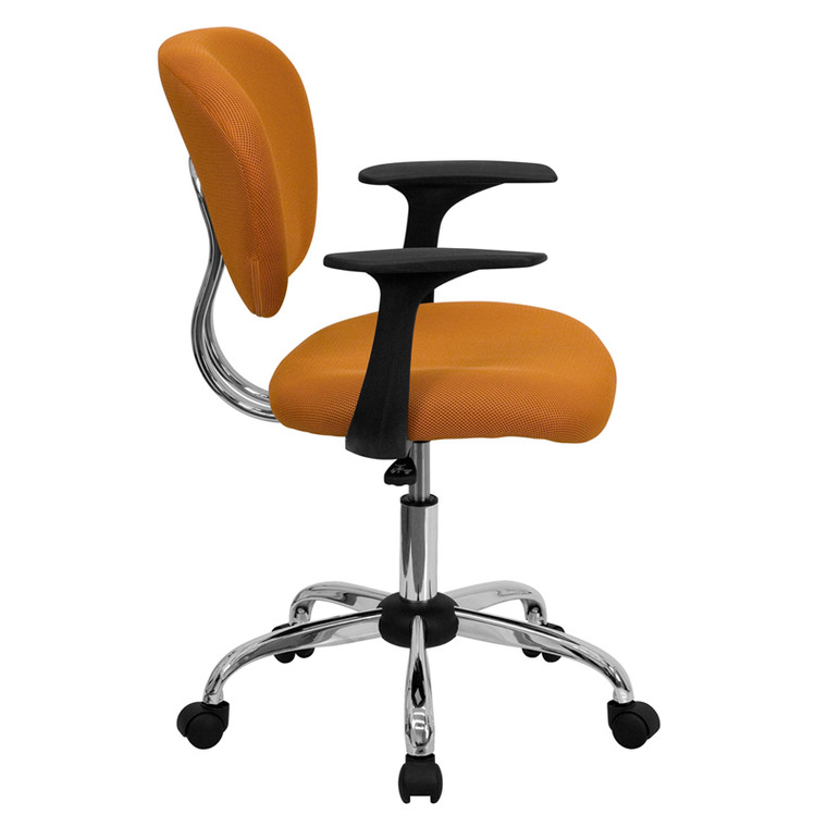 Mid-Back Orange Mesh Task Chair with Arms