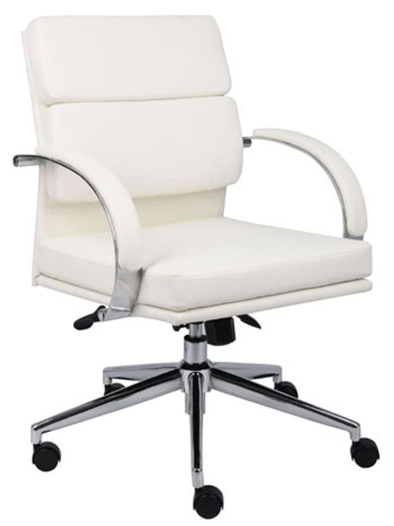 White Modern Segmented Mid Back Executive Chair