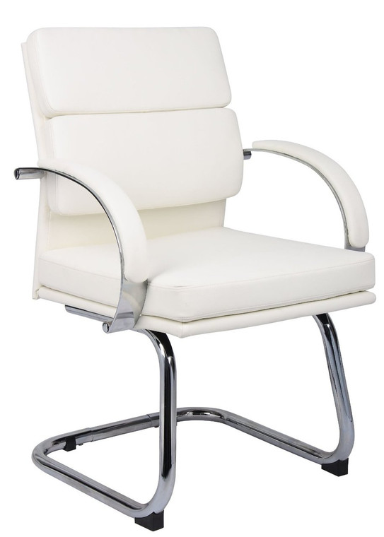 White Modern Segmented Mid Back Executive Guest Chair