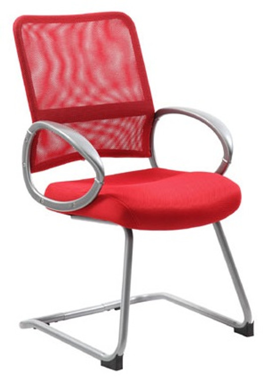 Vibrant Red Mesh Task Chair with Loop Arms