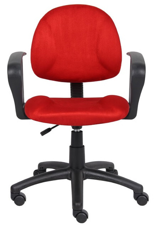 Red Microfiber Deluxe Posture Task Chair with Looped Arms