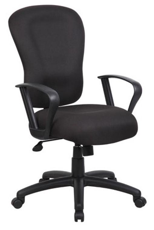 Black Crepe Fabric Memory Foam Task Chair with Looped Arms