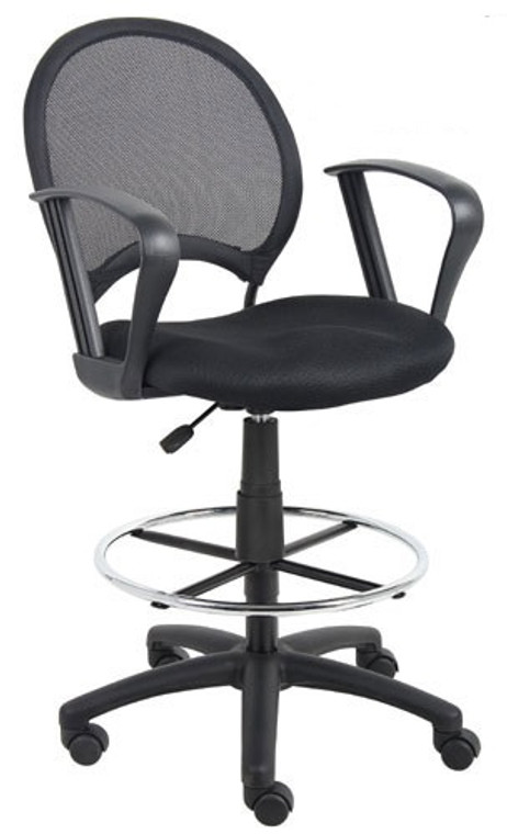 Mesh Drafting Stool with Looped Arms and Casters