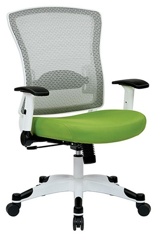 White Breathable Mesh Chair with Green Padded Mesh Seat