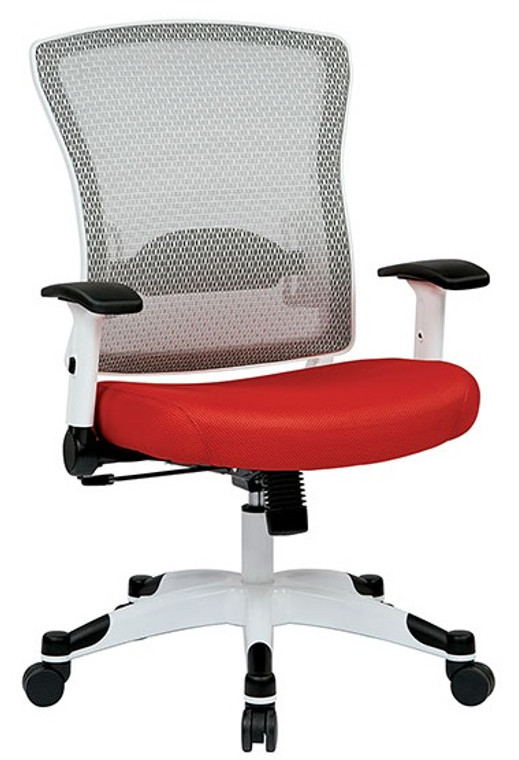 White Breathable Mesh Chair with Red Padded Mesh Seat