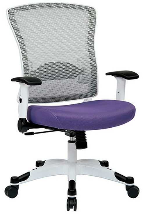 White Breathable Mesh Chair with Purple Padded Mesh Seat