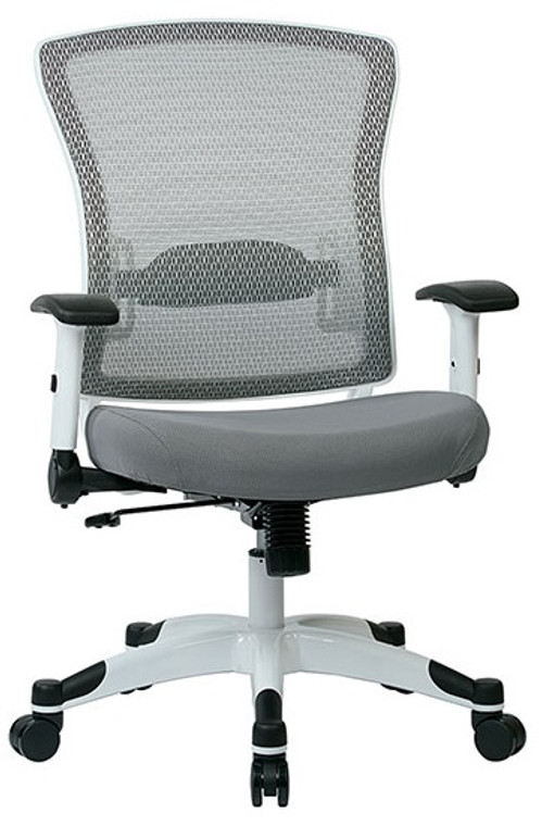 White Breathable Mesh Chair with Steel Color Padded Mesh Seat