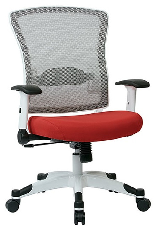 White Breathable Mesh Chair with Rouge Color Padded Mesh Seat
