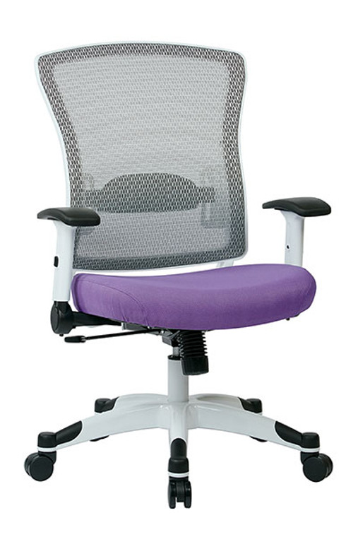 White Breathable Mesh Chair with Violet Padded Mesh Seat