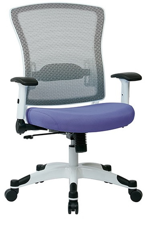 White Breathable Mesh Chair with Sky Color Padded Mesh Seat