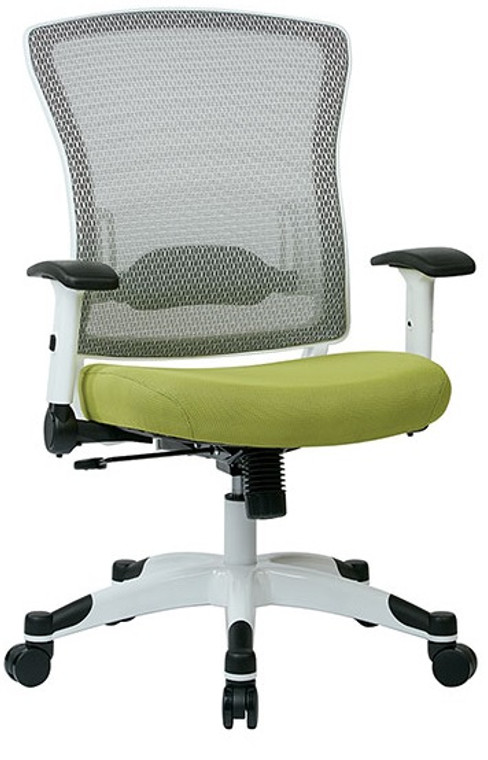White Breathable Mesh Chair with Olive Padded Mesh Seat