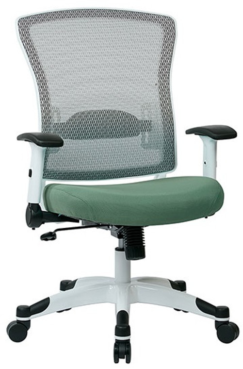 White Breathable Mesh Chair with Jade Padded Mesh Seat