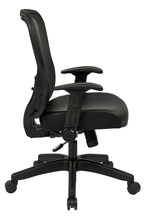 Deluxe Back Chair with Memory Foam Eco Leather Seat and Four-Way Arms