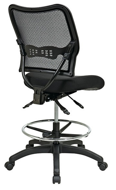 Deluxe Dark Back Drafting Chair with Black Mesh Seat and Dual Function