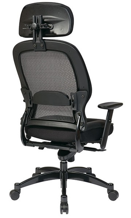 Breathable Mesh Back Managers Chair with Leather Seat and Adjustable Headrest