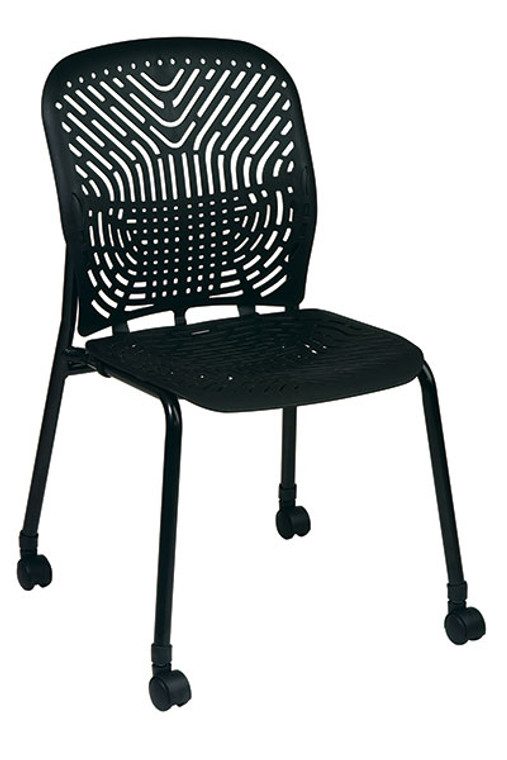 Raven Black Seat and Back Visitors Chairs with Casters