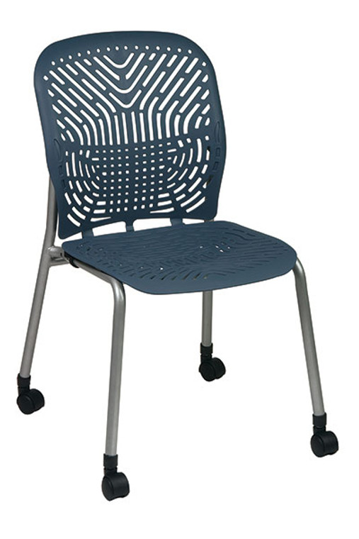 Bluemist with Platinum Frame Visitors Chairs with Casters
