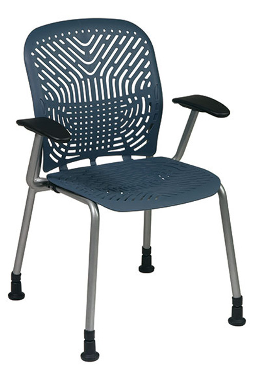 Blue Mist  Visitors Chairs with Glides and Platinum Frame