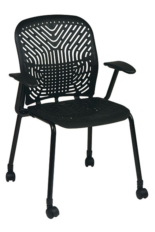 Raven Black Seat and Back Visitors Chairs with Arms and Casters