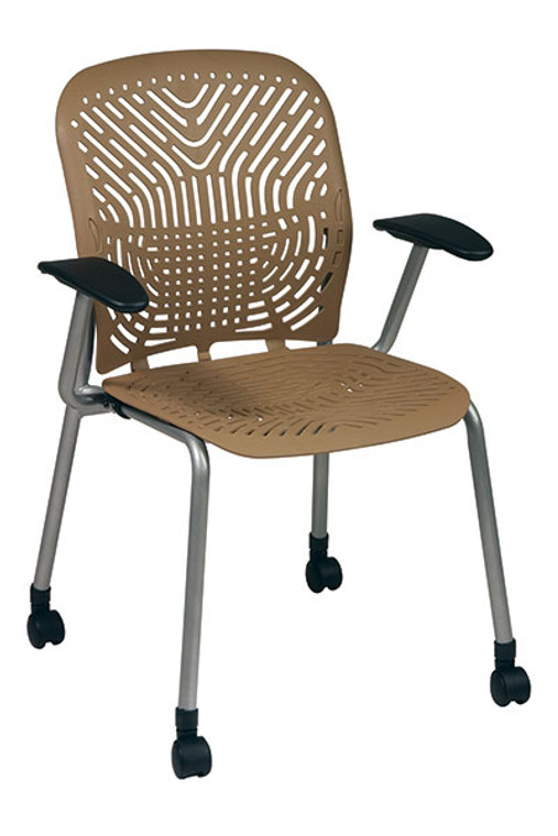 Seat and Back Visitors Chairs with Casters and Platinum Frame