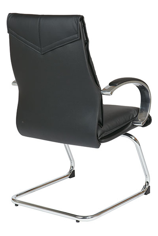 Deluxe Mid-Back Black Executive Leather Visitors Chair