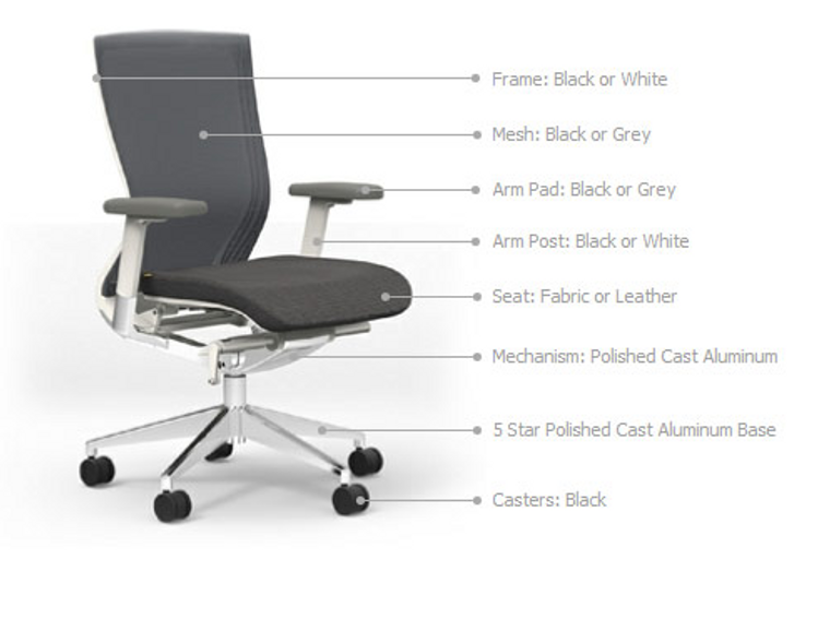 Oroblanco Full Back White/Terra Task Chair with Casters