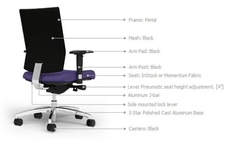 Ambarella Black Full Back Chair with Casters