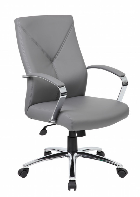 Grey High Back Leather Contemporary Executive Chair