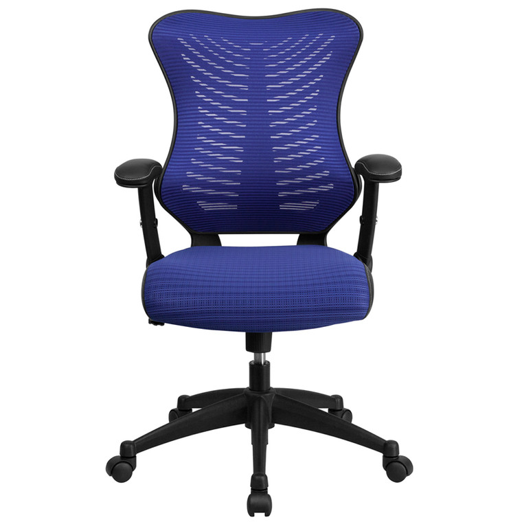 High Back Designer Blue Mesh Executive Swivel Chair with Adjustable Arms