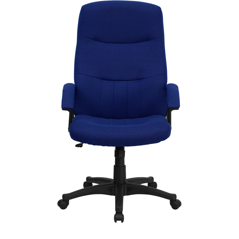 High Back Navy Blue Fabric Executive Swivel Chair with Arms