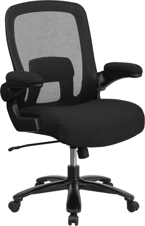 Big & Tall 500 lb. Rated Black Mesh Executive Swivel Chair with Fabric Seat and Adjustable Lumbar