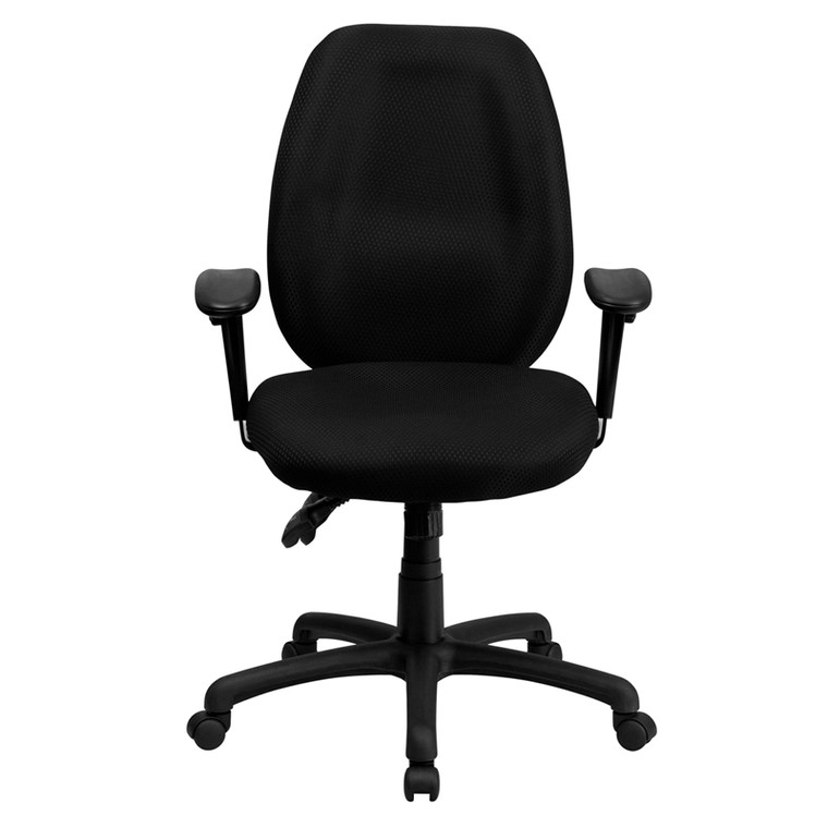 High Back Black Fabric Multifunction Ergonomic Executive Swivel Chair with Adjustable Arms