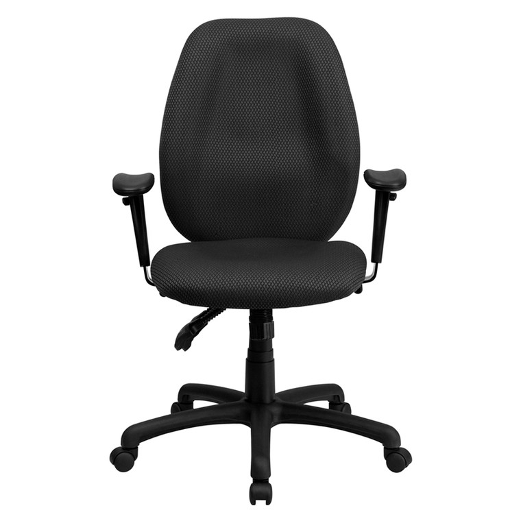 High Back Gray Fabric Multifunction Ergonomic Executive Swivel Chair with Adjustable Arms