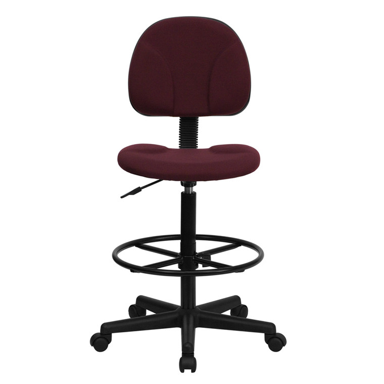 Burgundy Fabric Drafting Chair (Cylinders: 22.5''-27''H or 26''-30.5''H)