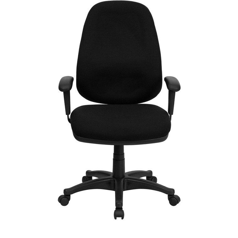 High Back Black Fabric Executive Swivel Chair with Adjustable Arms