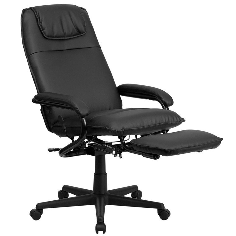 High Back Black Leather Executive Reclining Swivel Chair with Arms